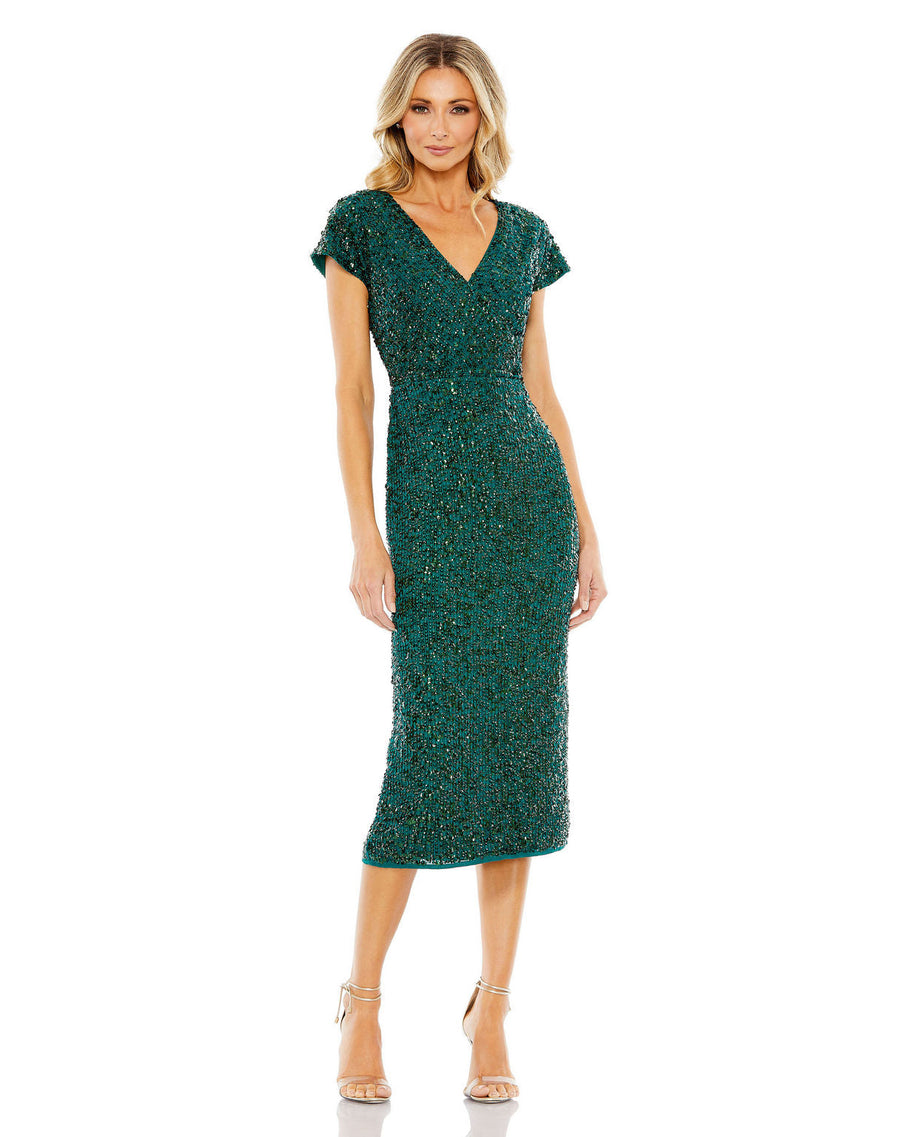 Cocktail Dresses Cocktail Sequin Short Midi Dress Deep Emerald