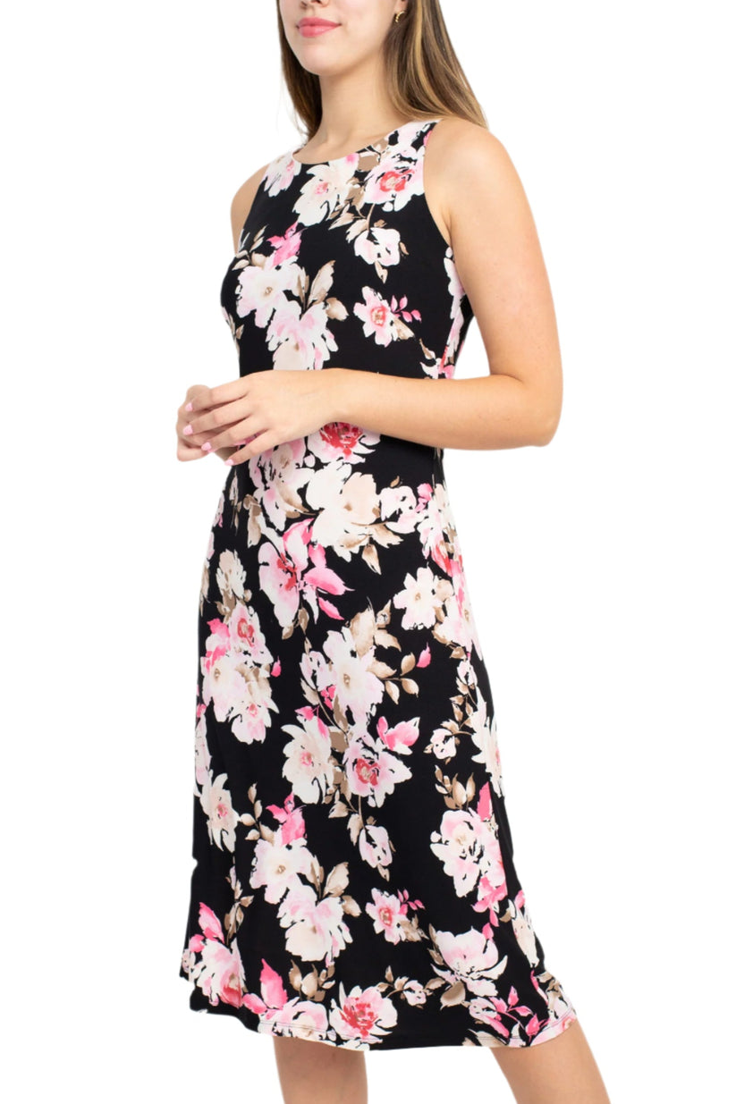 Cocktail Dresses A Line Pirnted Floral Cocktail Midi Dress Tutu Pink Combo