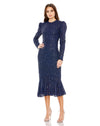 Cocktail Dresses Long Sleeve Sequin Short Cocktail Midi Trumpet Dress Navy