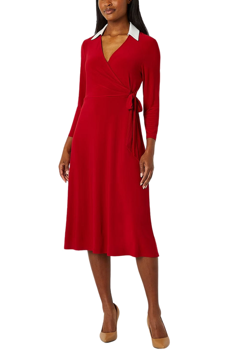 Cocktail Dresses Short Cocktail Midi Wrap Dress Crimson Cream
