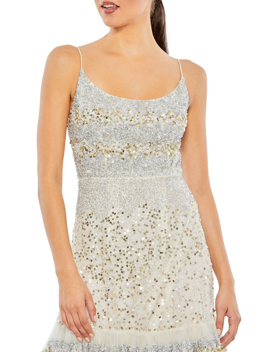 Formal Dresses Long Tiered Sequin Formal Prom Dress Champagne