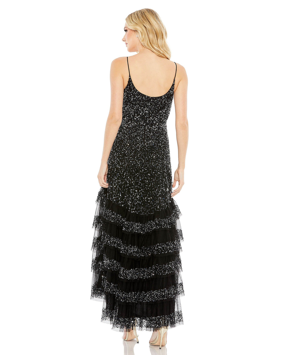 Formal Dresses Long Tiered Sequin Formal Prom Dress Black