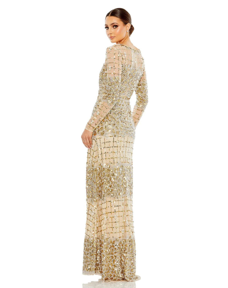 Formal Dresses Long Sleeve Formal Evening Dress Gold