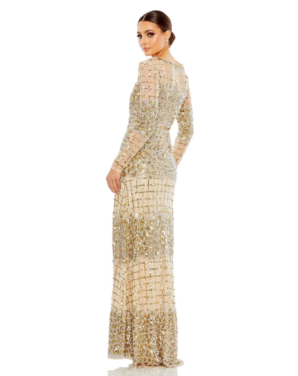 Formal Dresses Long Sleeve Formal Evening Dress Gold