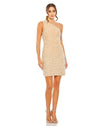 Cocktail Dresses One Shoulder Crystal Drop Short Dress Nude