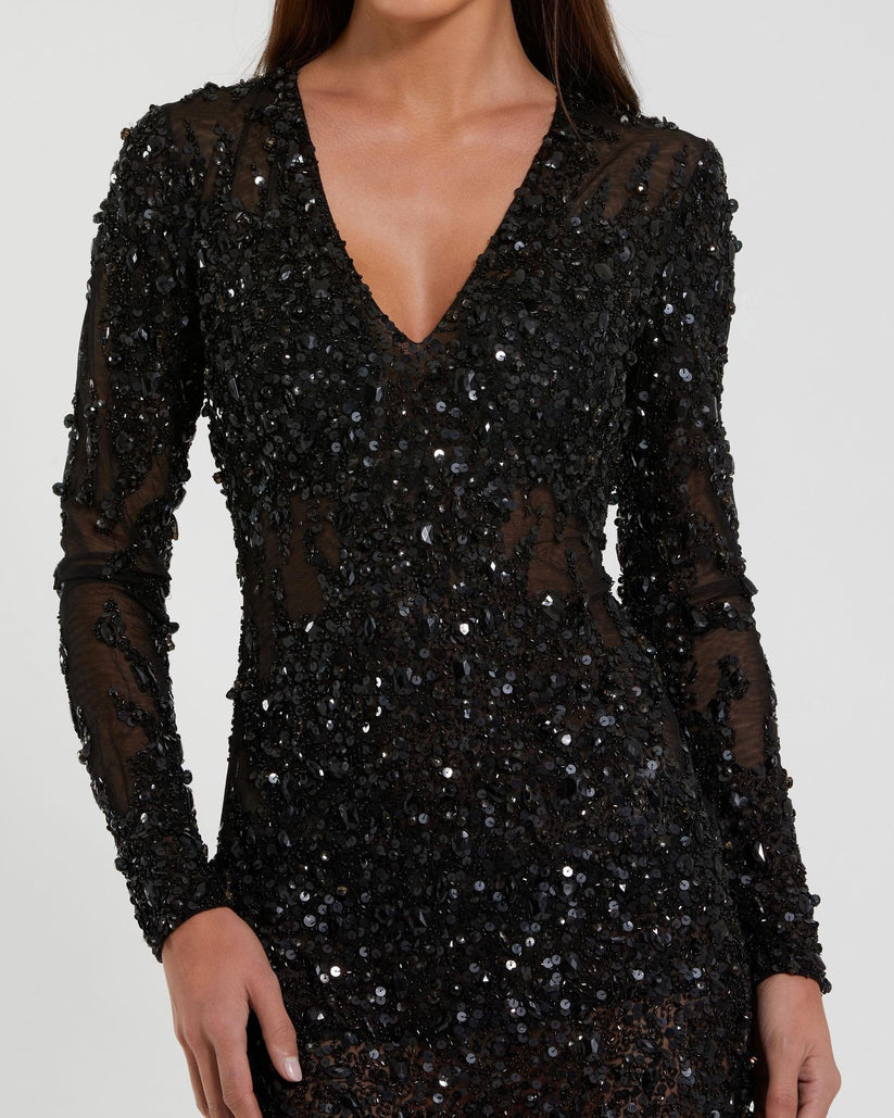 Cocktail Dresses Long Sleeve Fitted Short Cocktail Mini Dress Black