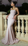 Prom Dresses Formal Long Mermaid Prom Peplum Dress Blush