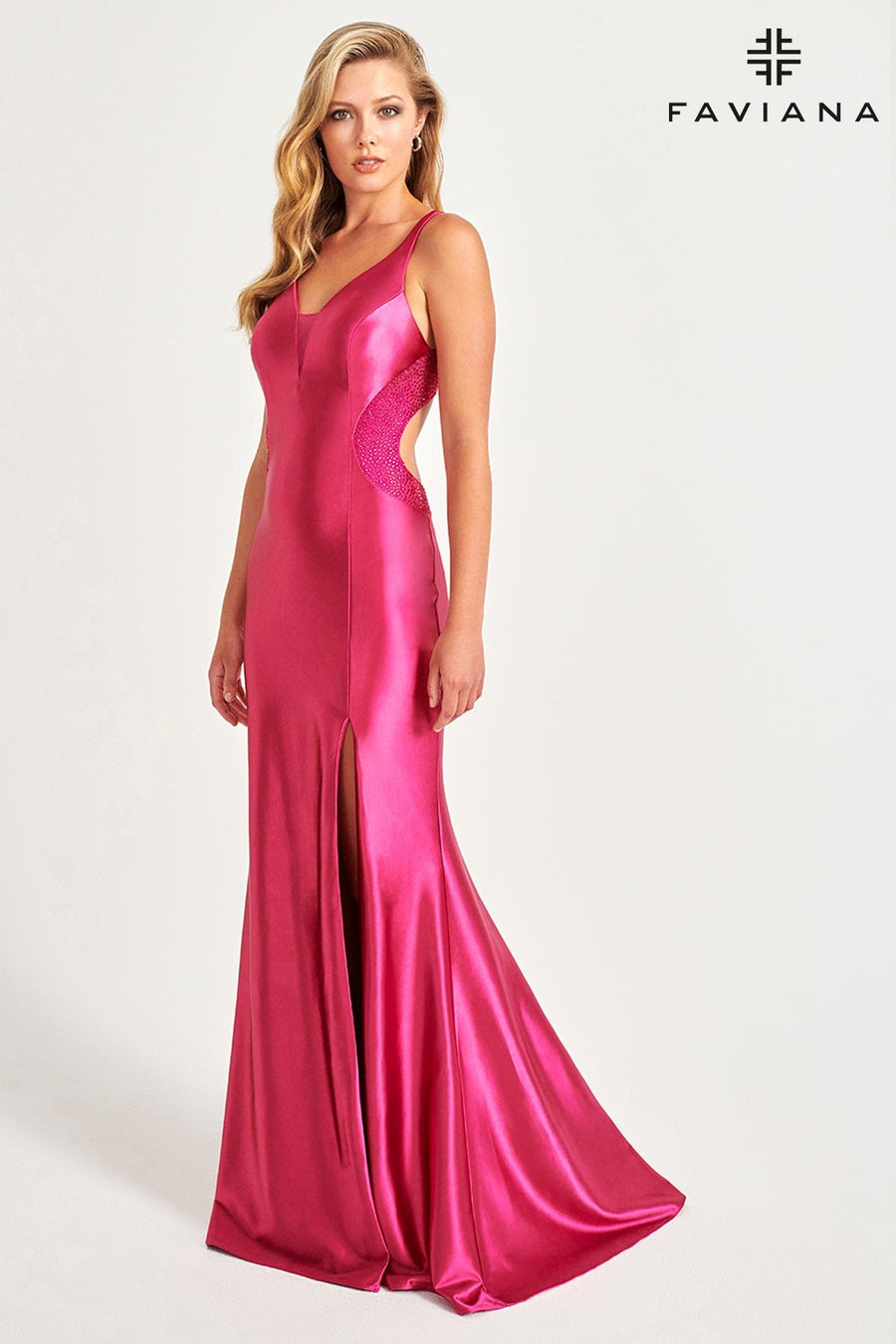 Prom Dresses Prom Fitted Long Formal Slit Evening Dress Raspberry