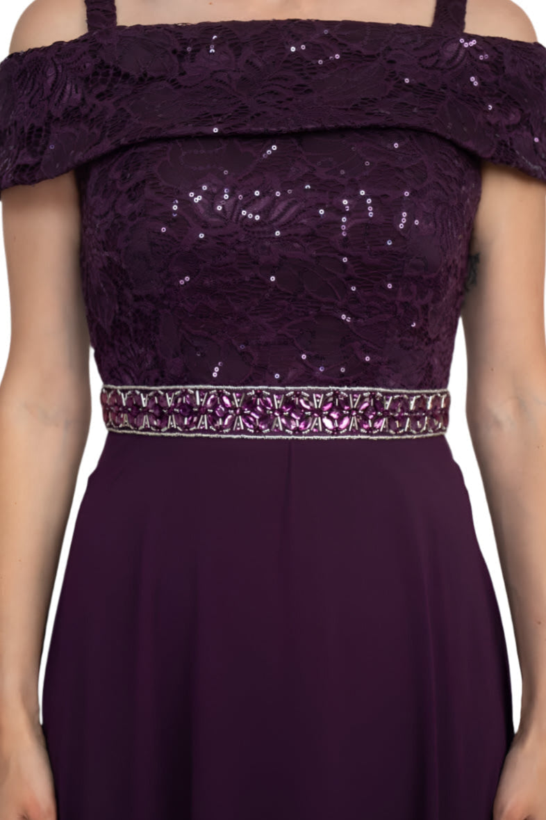 Formal Dresses A Line Long Formal Lace Dress Eggplant