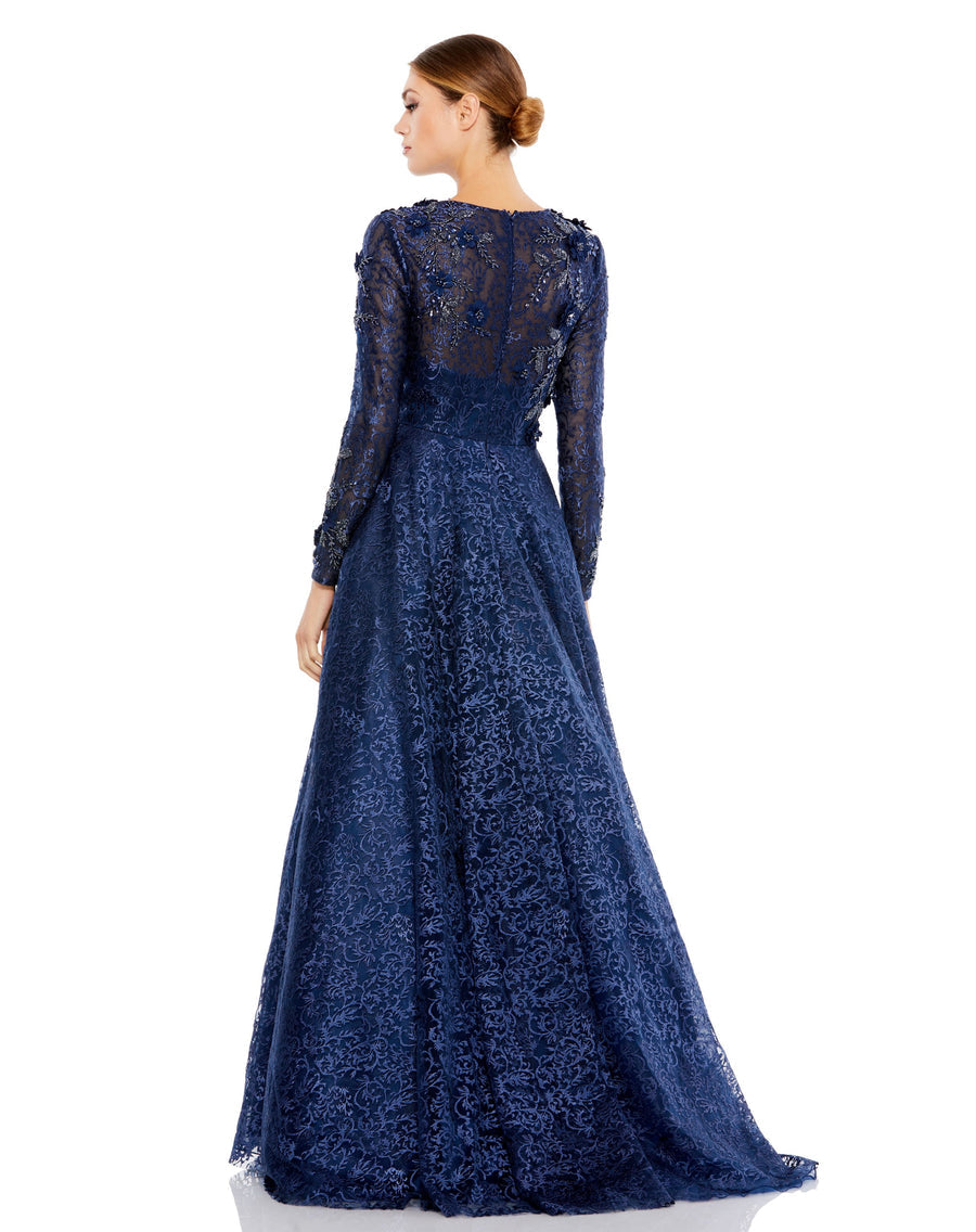 Formal Dresses Long Sleeve A Line Formal Prom Dress Navy
