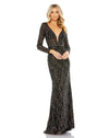 Formal Dresses Long Sleeve Fitted Beaded Formal Prom Dress Black Multi
