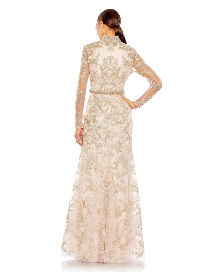Formal Dress Long Sleeve Formal Evening Gown Blush