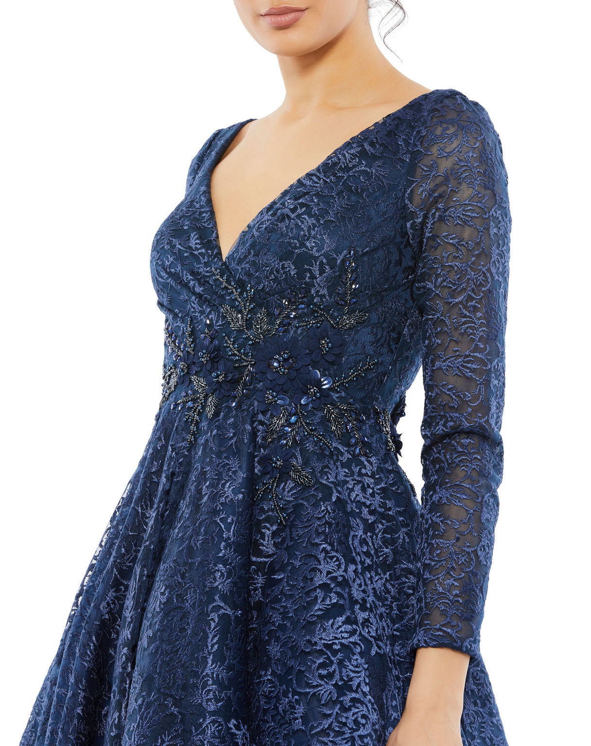 Cocktail Dresses Long Sleeve A Line Cocktail Tea Length Dress Midnight