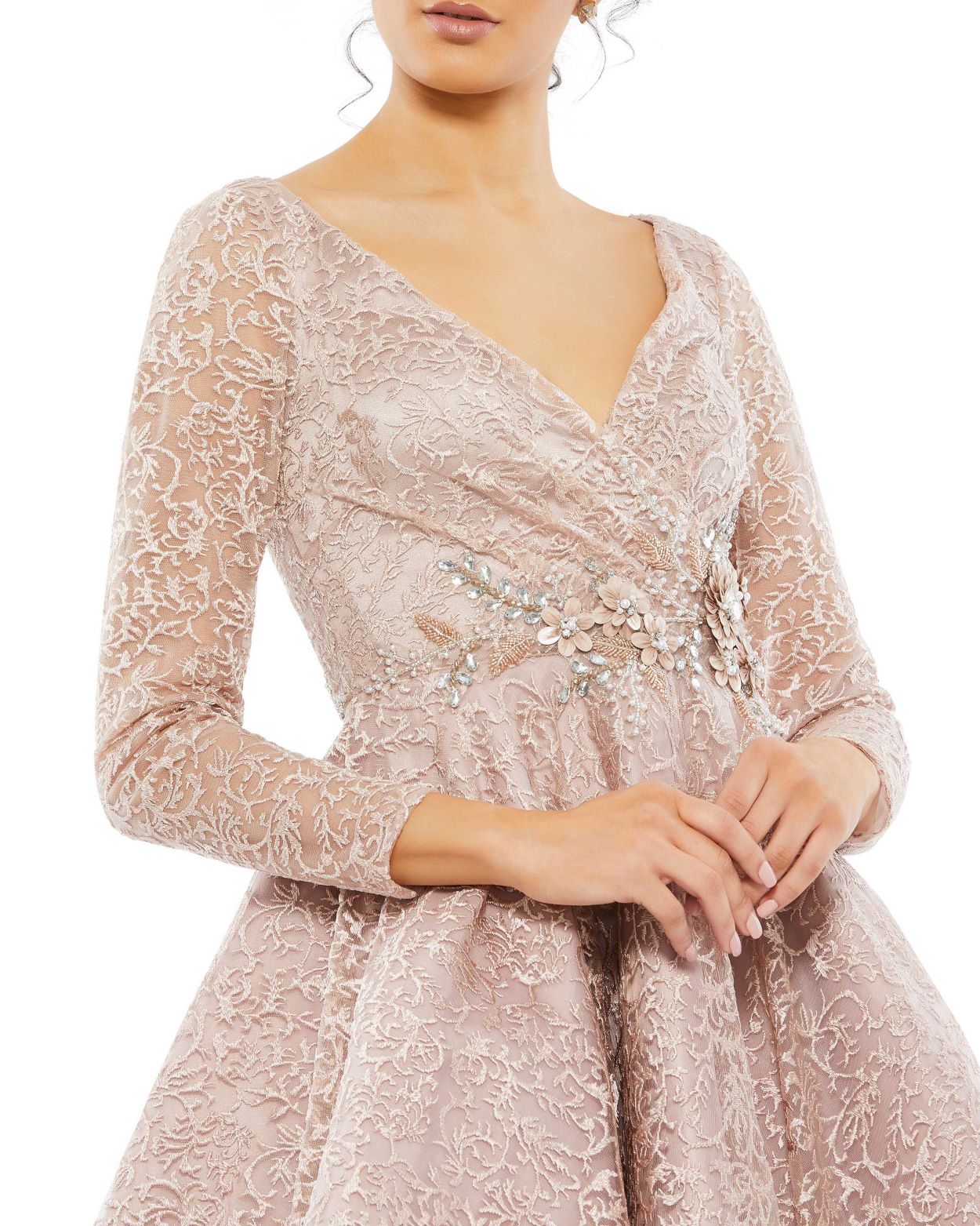 Cocktail Dresses Long Sleeve A Line Cocktail Tea Length Dress Nude
