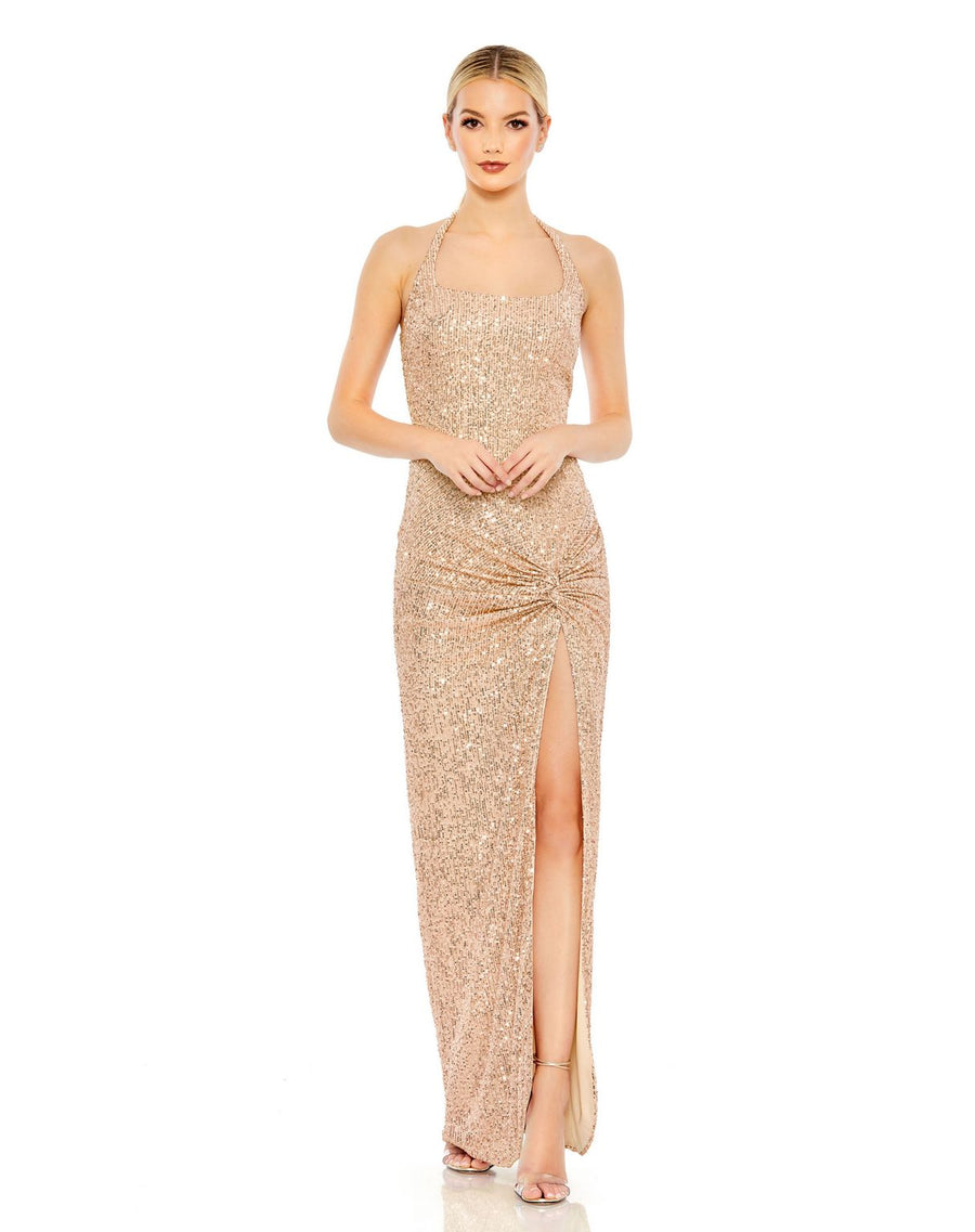 Prom Dresses Prom Long Halter Evening Gown Rose Gold