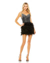 Cocktail Dresses Short Sequin Feather Skirt Cocktail Mini Dress Black