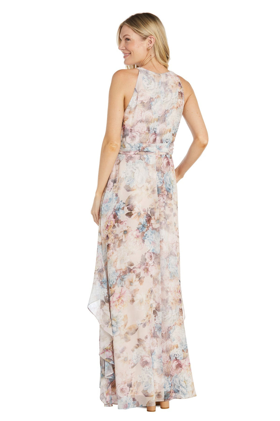 Formal Dresses High Low Floral Ruffle Formal Petite Dress ECRU