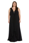 Plus Size Dresses Long Plus Size Formal Ruffle Flyaway Dress Black