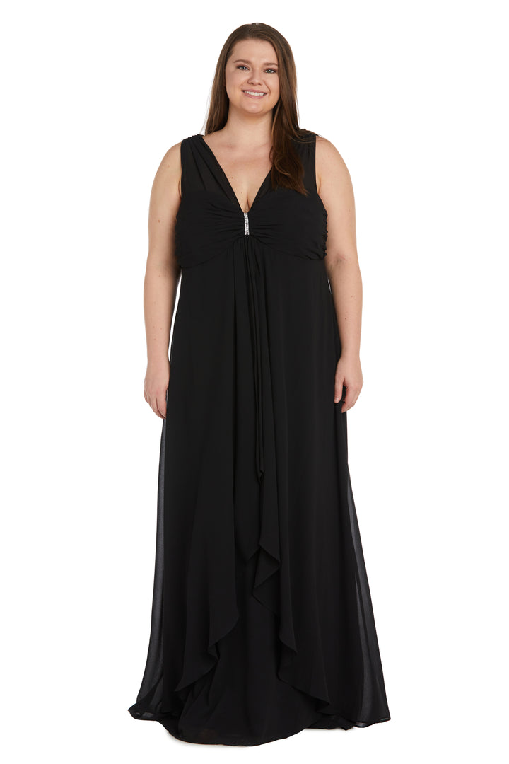 Plus Size Dresses Long Plus Size Formal Ruffle Flyaway Dress Black