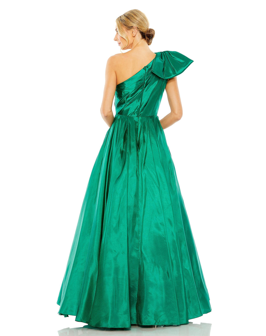 Formal Dresses Long One Shoulder Bow Detail Ball Gown Emerald