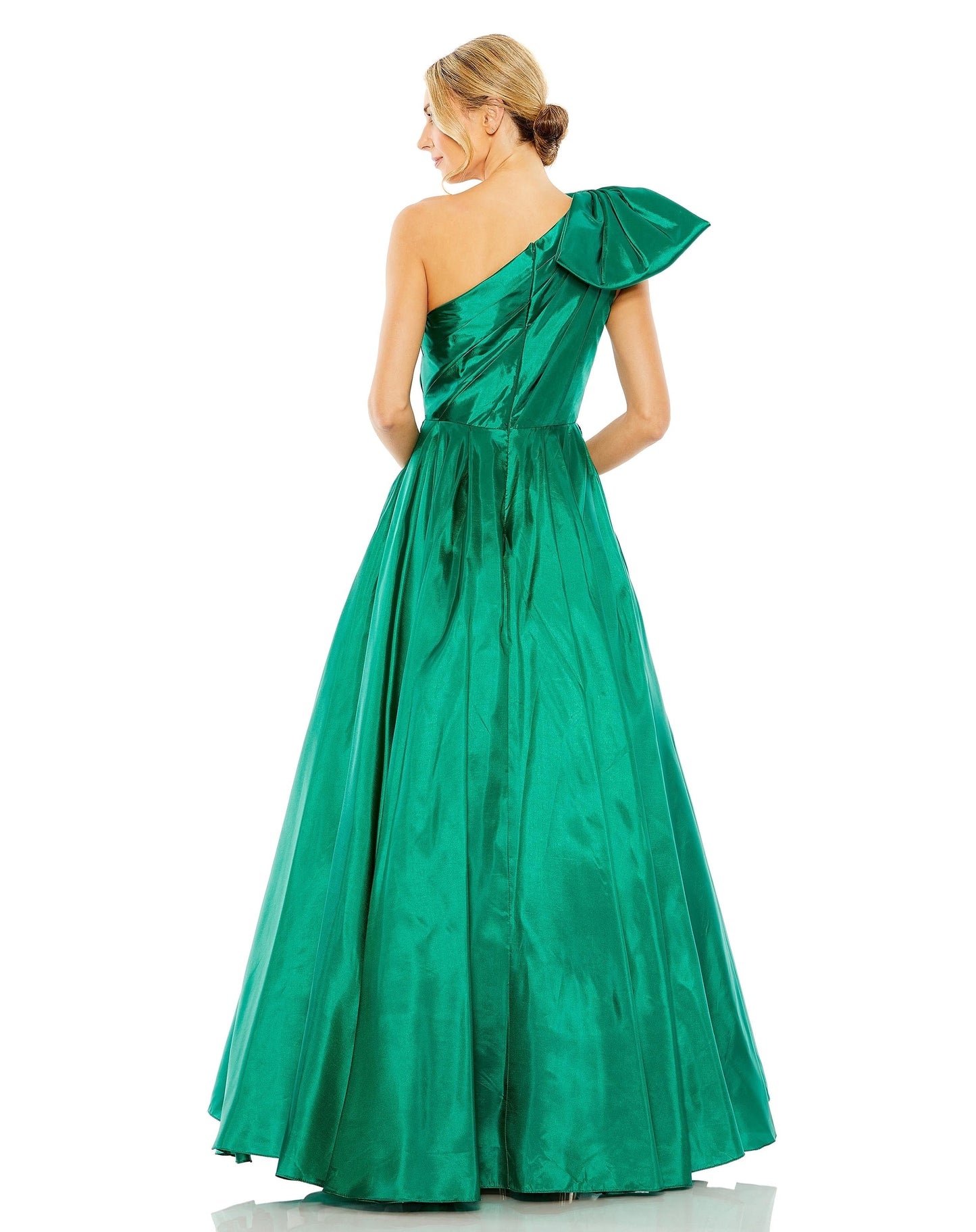 Formal Dresses Long One Shoulder Bow Detail Ball Gown Emerald
