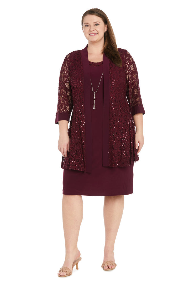 Plus Size Dresses Short Mother of the Bride Plus Size Sequin Jacket Dress Merlot