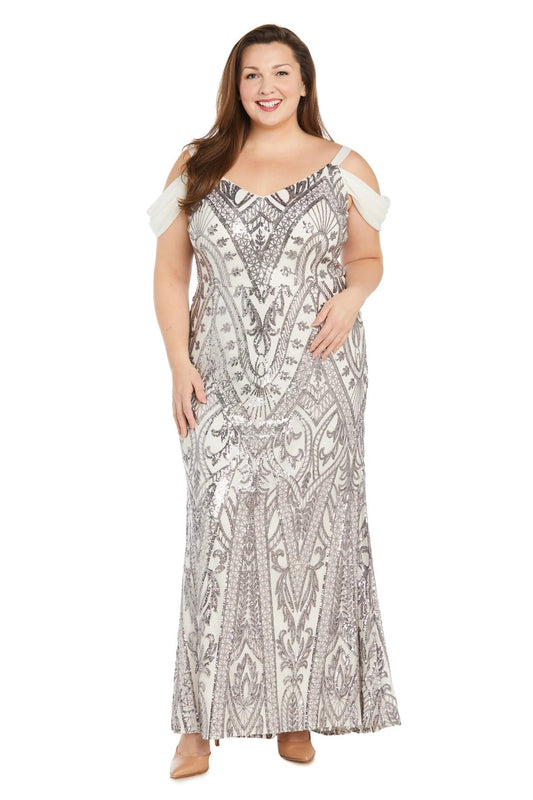 Plus Size Dresses Plus Size Evening Long Formal Dress Ivory/Pewter