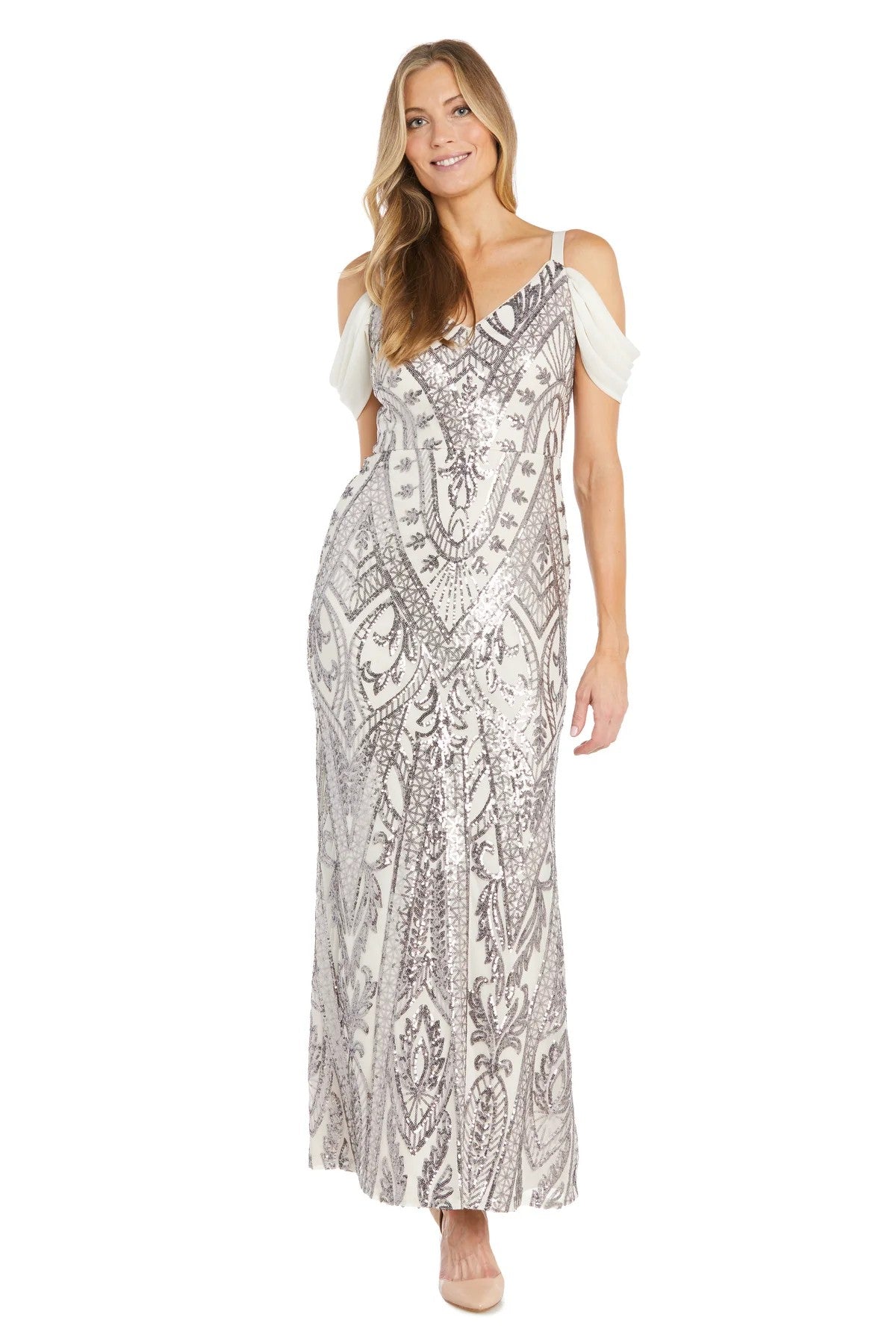 Formal Dresses Formal Long Sequin Evening Gown Ivory/Pewter