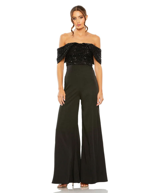Jumpsuit Formal Sequined Off Shoulder Jumpsuit Black