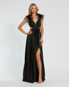 Prom Dresses Long Pleated Feather Cut Out Formal Prom Dress Black
