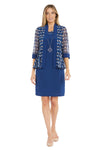 Mother of the Bride Dresses Mother of the Bride Short Geometric Print Jacket Dress Cobalt/White