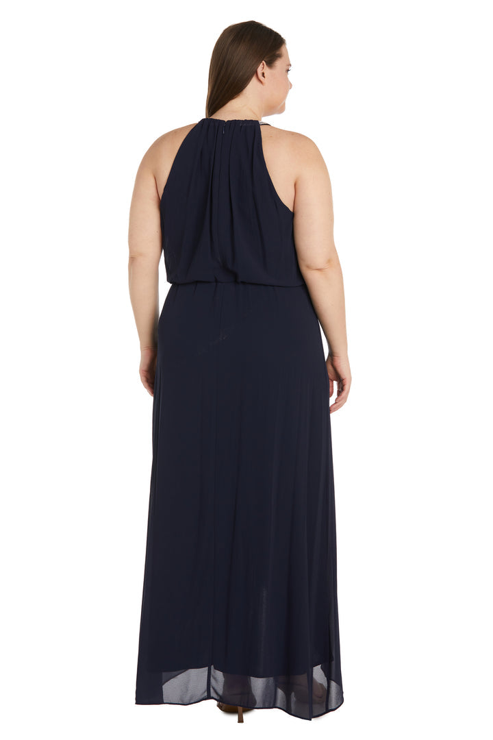 Plus Size Dresses Long Formal Halter Keyhole Plus Size Dress Navy