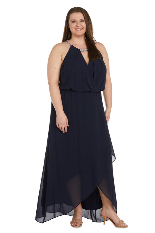 Plus Size Dresses Long Formal Halter Keyhole Plus Size Dress Navy