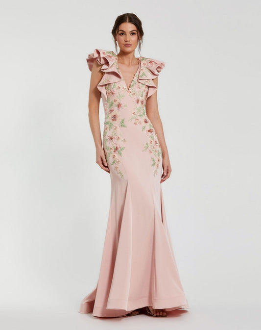 Formal Dresses Long Mermaid Floral Evening Formal Dress Blush