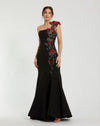 Prom Dresses Long 3D Floral Mermaid Formal Prom Dress Black Multi