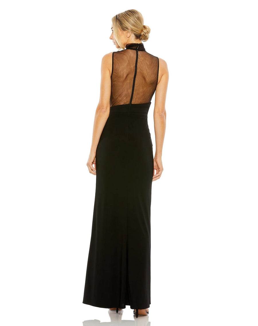 Formal Dresses Long Sheer Cut Out High Slit Jersey Dress Black