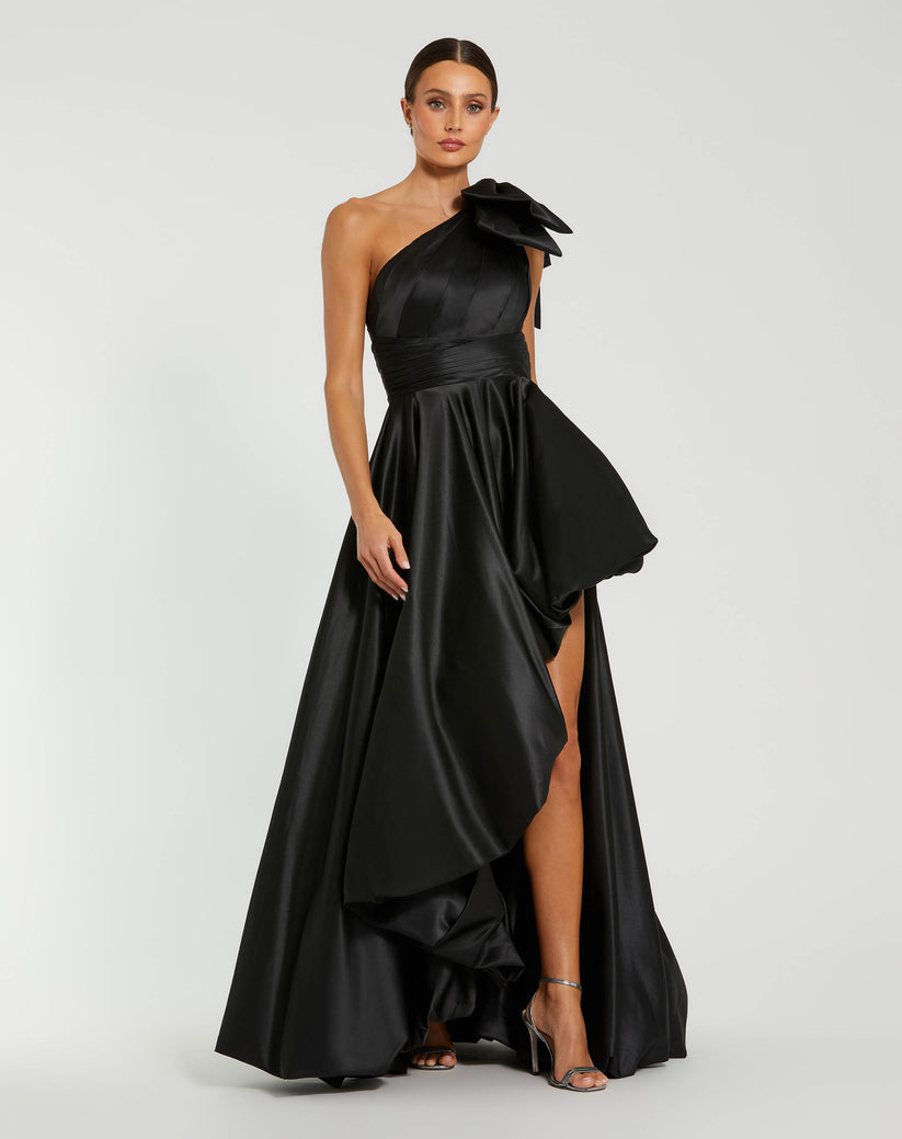 Prom Dresses A Line High Low Pleated Formal Prom Dress Black