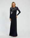 Formal Dresses Long Sleeve Floral Formal Prom Dress Midnight