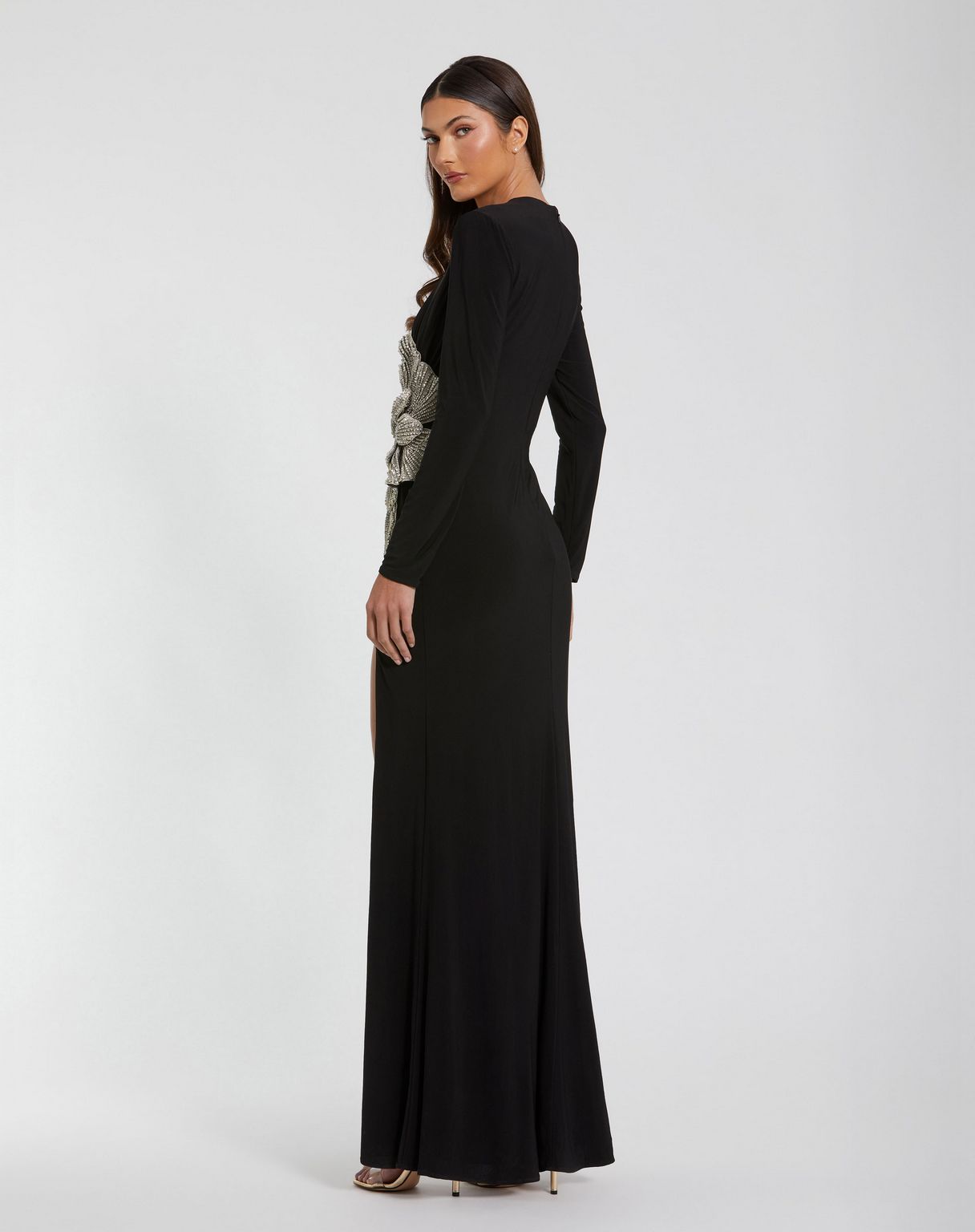 Formal Dresses Formal Prom Flower Long Sleeve Dress Black