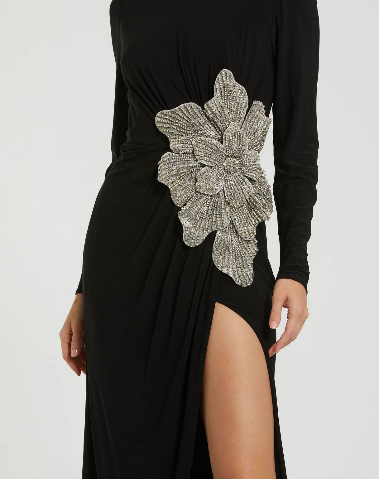 Formal Dresses Formal Prom Flower Long Sleeve Dress Black