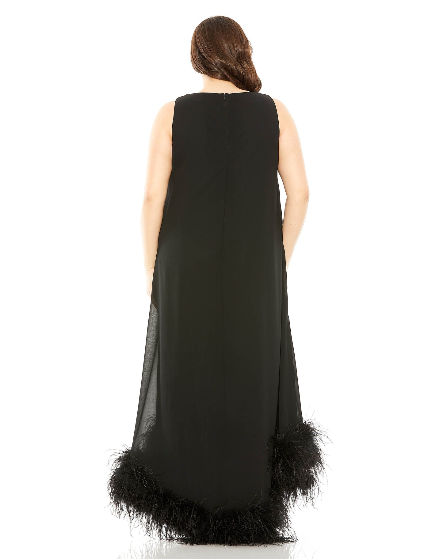 Plus Size Dresses High Low Feather Plus Size Dress Black