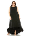 Plus Size Dresses High Low Feather Plus Size Dress Black