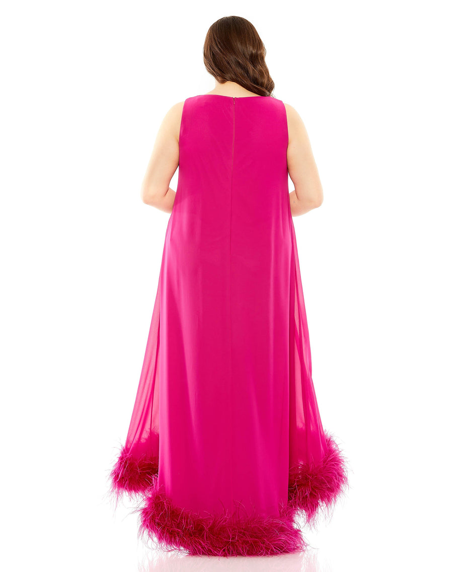 Plus Size Dresses High Low Feather Plus Size Dress Fuchsia