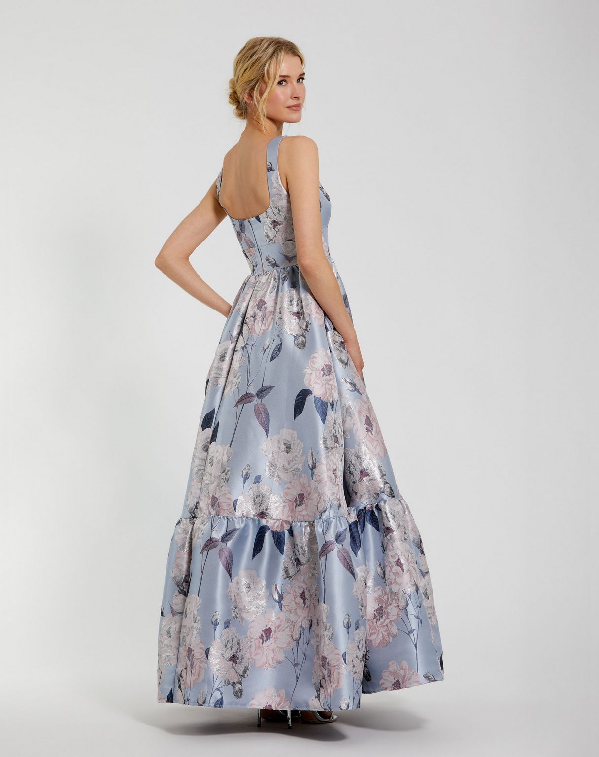 Formal Dresses Long Formal Floral Print Evening Prom Dress Blue Multi