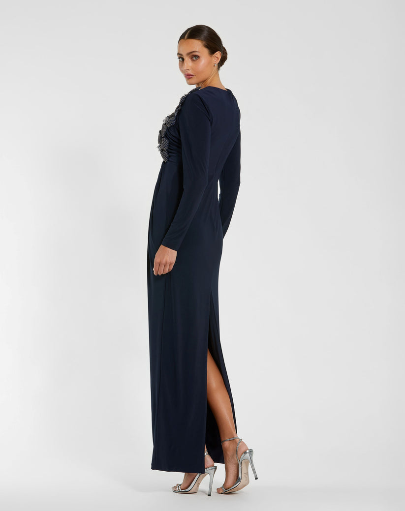 Formal Dresses Fitted Formal Long Sleeve Evening Dress Midnight