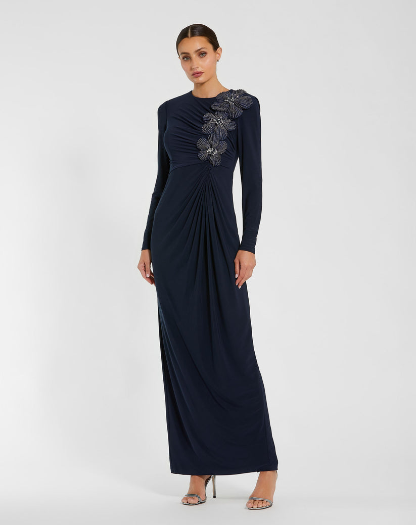 Formal Dresses Fitted Formal Long Sleeve Evening Dress Midnight
