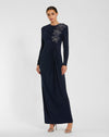 Formal Dresses Fitted Formal Long Sleeve Evening Dress Midnight