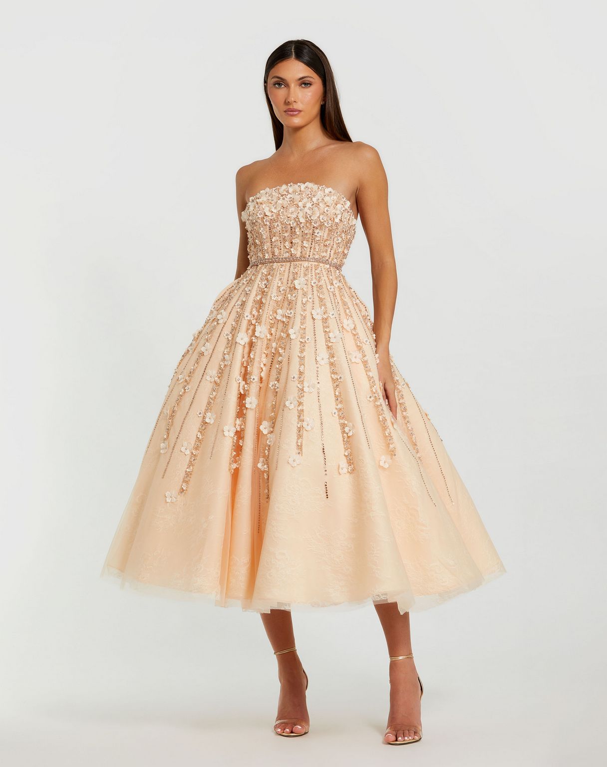 Formal Dresses Formal Lace Tea Length Dress Champagne