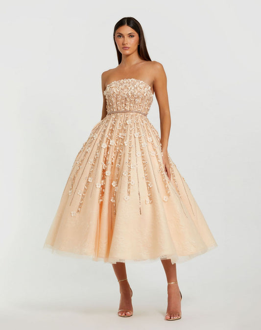 Formal Dresses Formal Lace Tea Length Dress Champagne