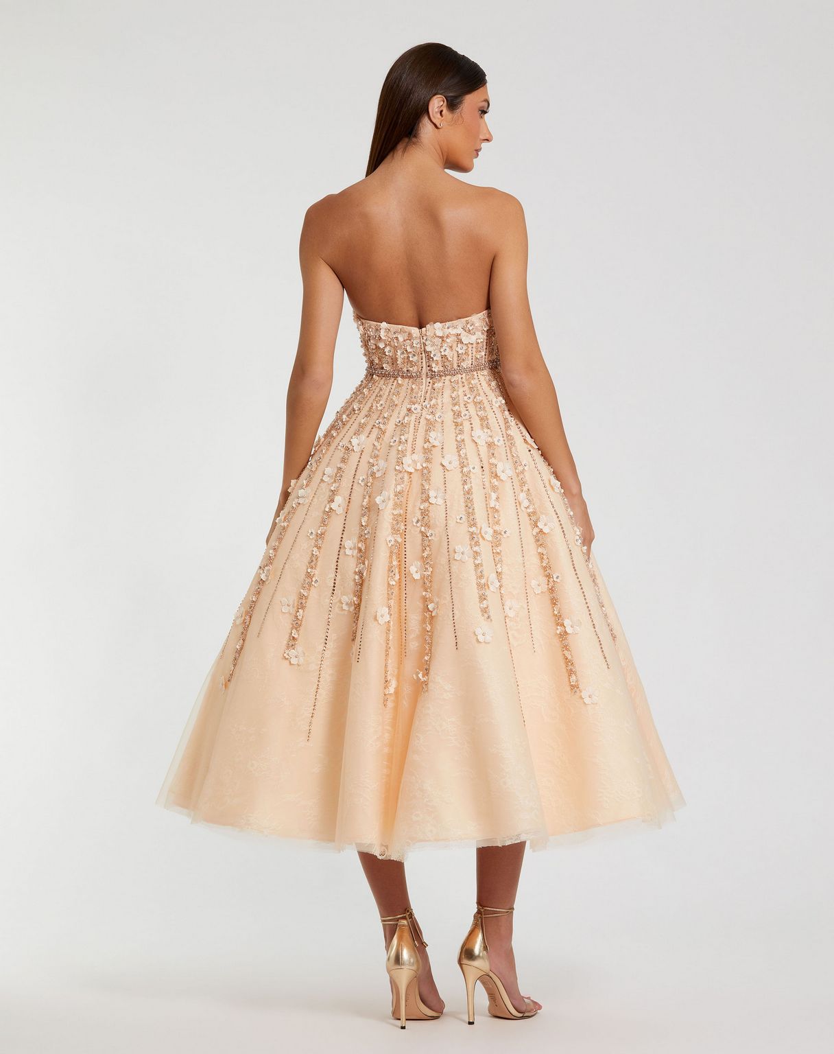 Formal Dresses Formal Lace Tea Length Dress Champagne